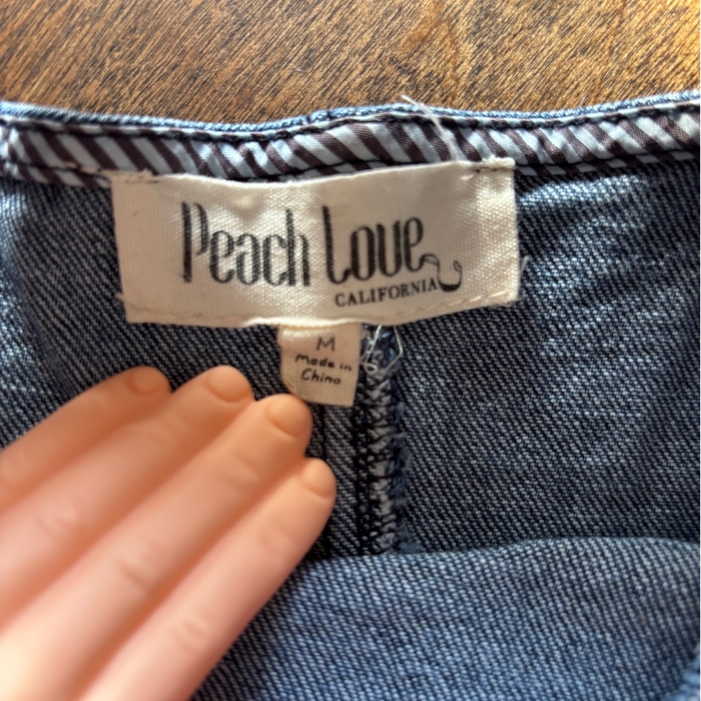 Peach Love California Denim Mini Dress Cutout Stretch Tank Medium Wash M - Picture 3 of 7